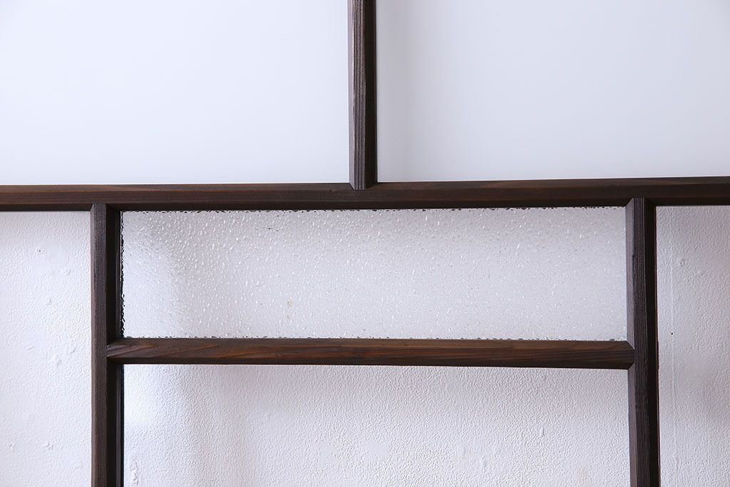 和製アンティーク　ダイヤガラス・すりガラス入り!おしゃれなデザインのガラス戸