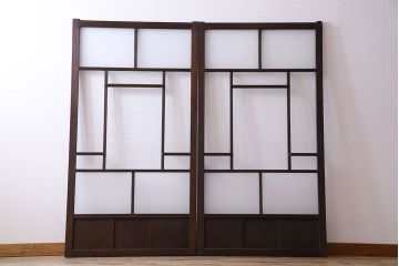 和製アンティーク　ダイヤガラス・すりガラス入り!おしゃれなデザインのガラス戸