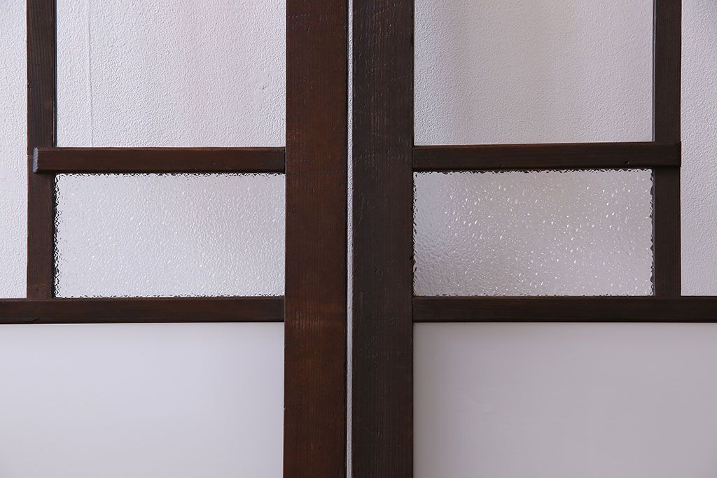 和製アンティーク　ダイヤガラス・すりガラス入り!おしゃれなデザインのガラス戸