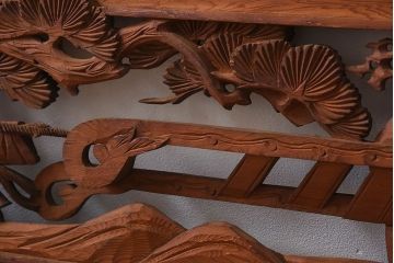 古民具・骨董　アンティーク　恵比寿・大黒　彫刻欄間一対