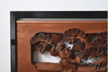 古民具・骨董　アンティーク　恵比寿・大黒　彫刻欄間一対