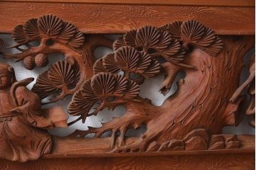 古民具・骨董　アンティーク　恵比寿・大黒　彫刻欄間一対