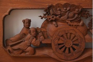 古民具・骨董　アンティーク　恵比寿・大黒　彫刻欄間一対