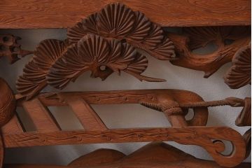 古民具・骨董　アンティーク　恵比寿・大黒　彫刻欄間一対