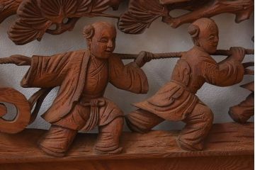 古民具・骨董　アンティーク　恵比寿・大黒　彫刻欄間一対