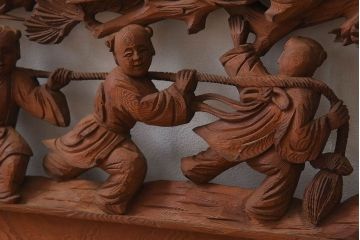 古民具・骨董　アンティーク　恵比寿・大黒　彫刻欄間一対