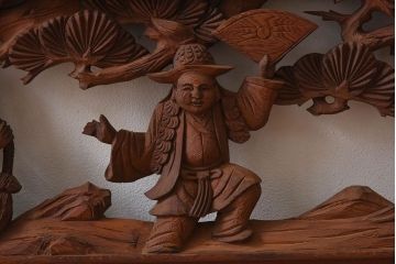 古民具・骨董　アンティーク　恵比寿・大黒　彫刻欄間一対