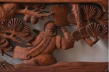 古民具・骨董　アンティーク　恵比寿・大黒　彫刻欄間一対