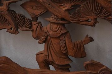 古民具・骨董　アンティーク　恵比寿・大黒　彫刻欄間一対