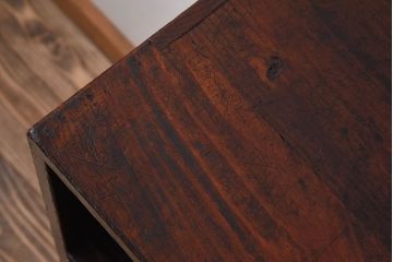 アンティーク家具　結霜ガラス入り!古い木製の収納棚(下駄箱)