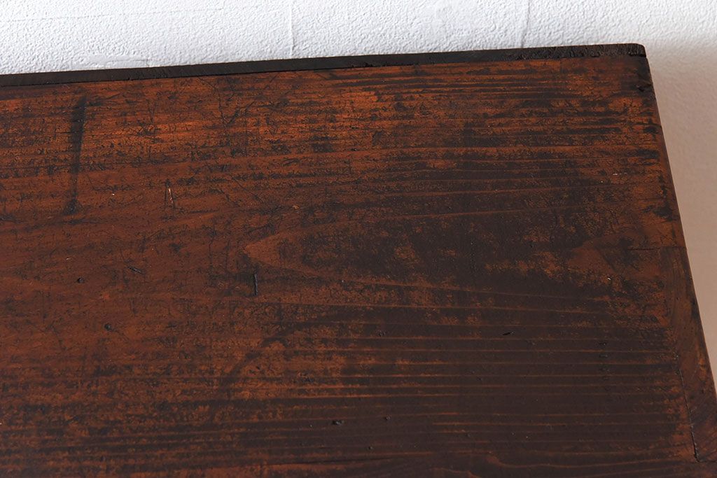 アンティーク家具　結霜ガラス入り!古い木製の収納棚(下駄箱)