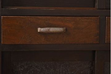 アンティーク家具　結霜ガラス入り!古い木製の収納棚(下駄箱)