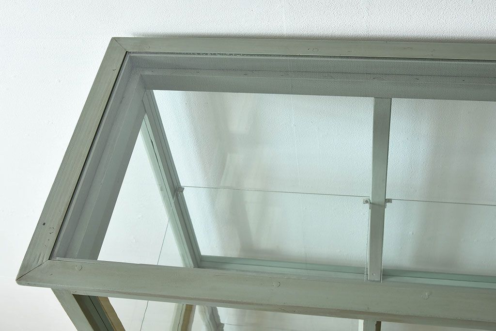 アンティーク家具　アンティーク　脚付き　縦型　上品なペイントガラスケース