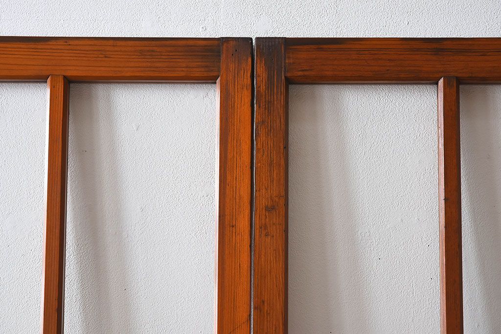 和製アンティーク　レトロな古い木のガラス戸2枚セット(2)