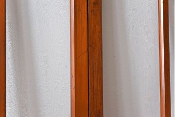 和製アンティーク　レトロな古い木のガラス戸2枚セット(2)