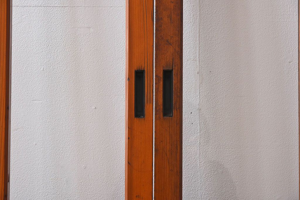 和製アンティーク　レトロな古い木のガラス戸2枚セット(2)