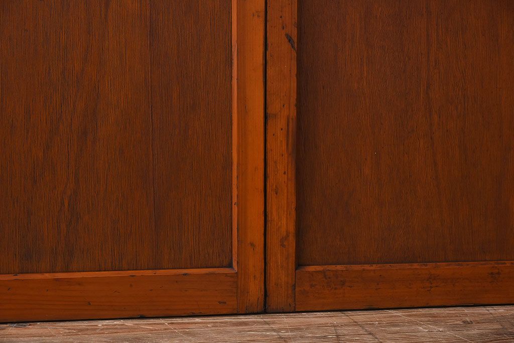 和製アンティーク　レトロな古い木のガラス戸2枚セット(2)