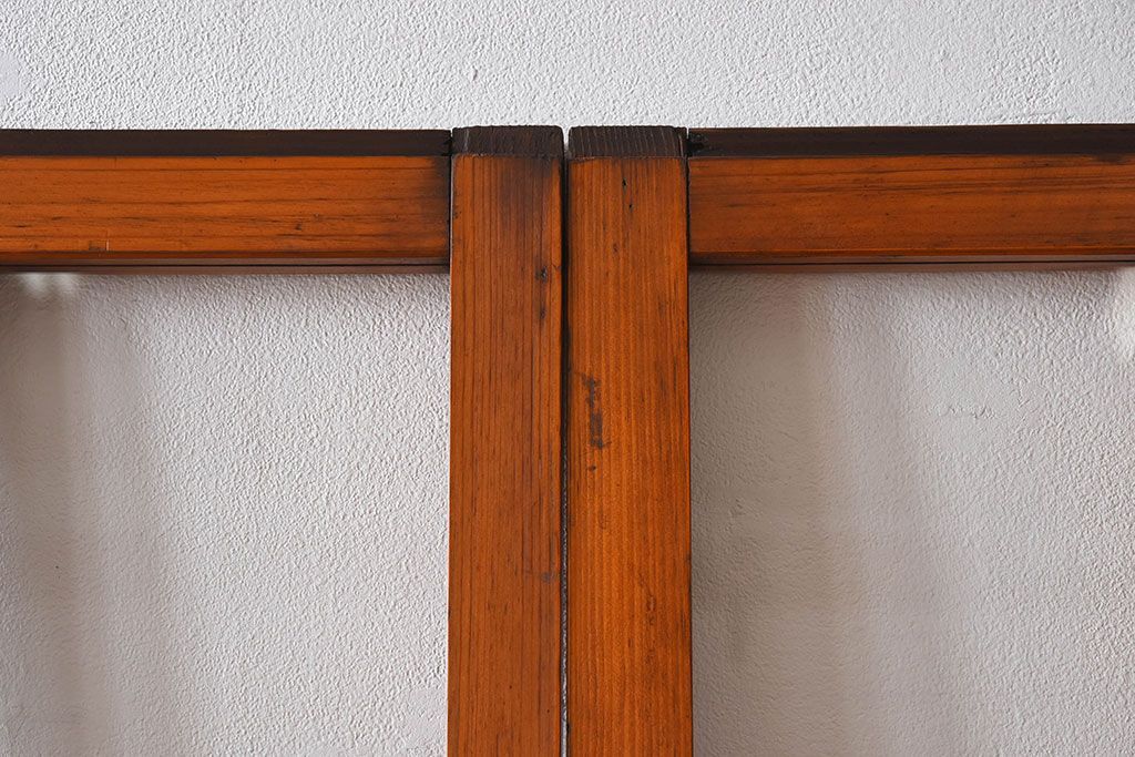 和製アンティーク　レトロな古い木のガラス戸2枚セット(2)