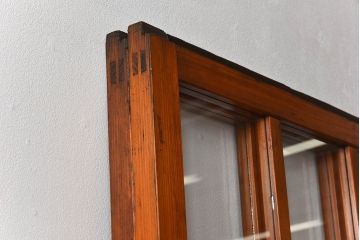 和製アンティーク　レトロな古い木のガラス戸2枚セット(2)