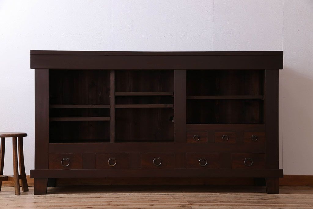 アンティーク家具　古民具・骨董　六尺　脚付き!水屋箪笥サイドボード(3)