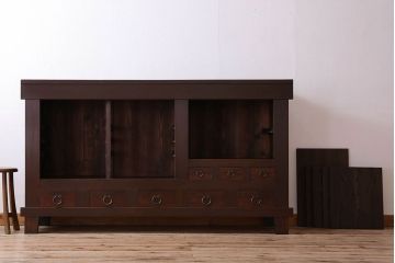 アンティーク家具　古民具・骨董　六尺　脚付き!水屋箪笥サイドボード(3)