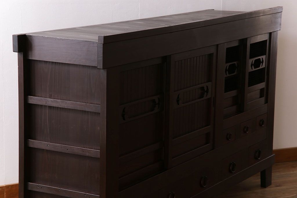 アンティーク家具　古民具・骨董　六尺　脚付き!水屋箪笥サイドボード(3)