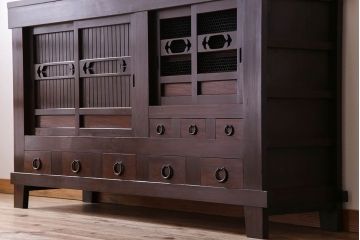 アンティーク家具　古民具・骨董　六尺　脚付き!水屋箪笥サイドボード(3)