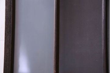 モダンなアンティークガラス戸2枚セット　当時物色ガラス入り