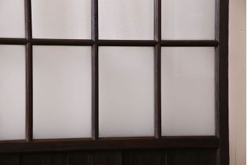 モダンなアンティークガラス戸2枚セット　当時物色ガラス入り