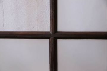 モダンなアンティークガラス戸2枚セット　当時物色ガラス入り