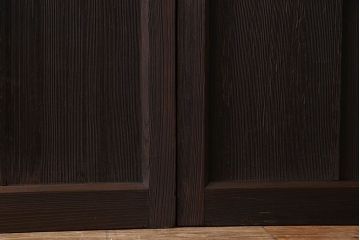 モダンなアンティークガラス戸2枚セット　当時物色ガラス入り