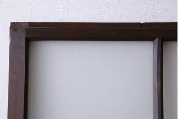 モダンなアンティークガラス戸2枚セット　当時物色ガラス入り