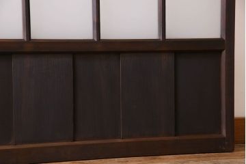 モダンなアンティークガラス戸2枚セット　当時物色ガラス入り