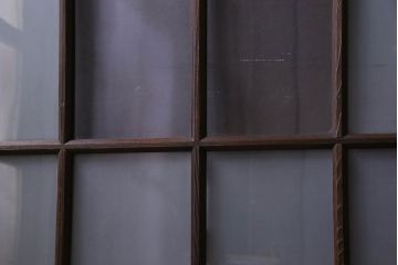 モダンなアンティークガラス戸4枚セット　当時物色ガラス入り
