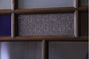 モダンなアンティークガラス戸4枚セット　当時物色ガラス入り