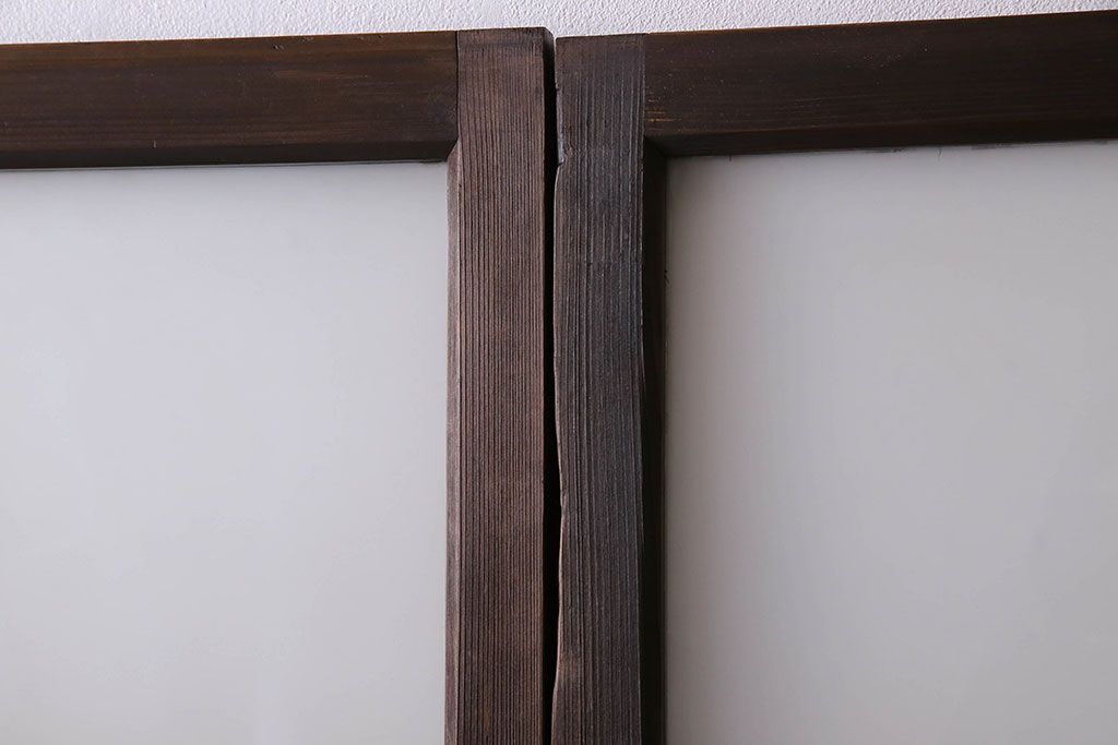 モダンなアンティークガラス戸4枚セット　当時物色ガラス入り