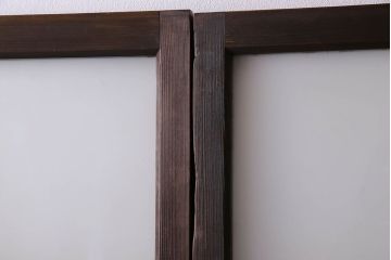 モダンなアンティークガラス戸4枚セット　当時物色ガラス入り