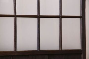 モダンなアンティークガラス戸4枚セット　当時物色ガラス入り