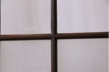 モダンなアンティークガラス戸4枚セット　当時物色ガラス入り