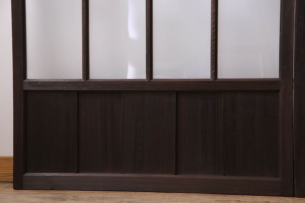 モダンなアンティークガラス戸4枚セット　当時物色ガラス入り