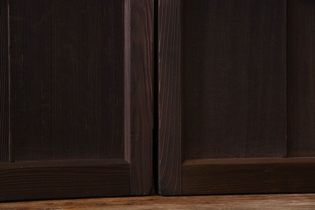 モダンなアンティークガラス戸4枚セット　当時物色ガラス入り