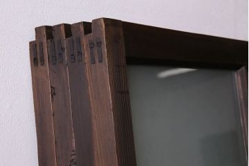 モダンなアンティークガラス戸4枚セット　当時物色ガラス入り