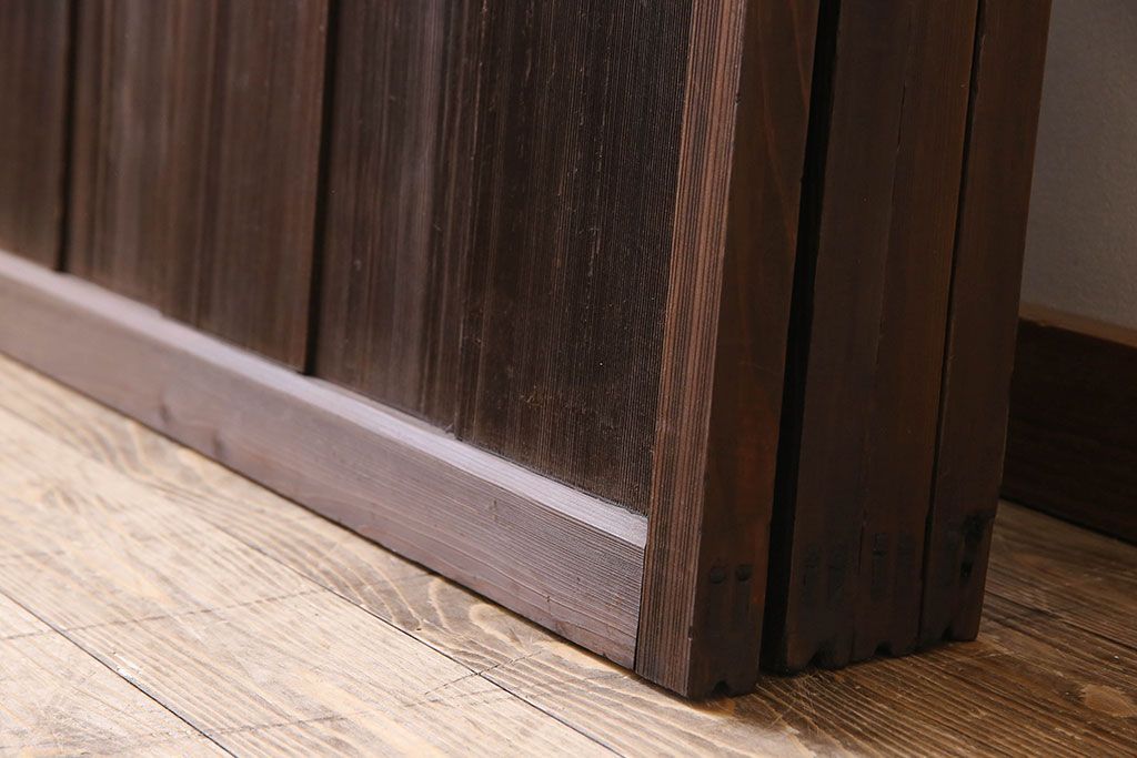 モダンなアンティークガラス戸4枚セット　当時物色ガラス入り