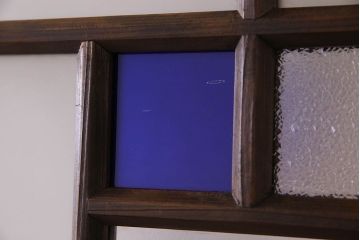 モダンなアンティークガラス戸4枚セット　当時物色ガラス入り