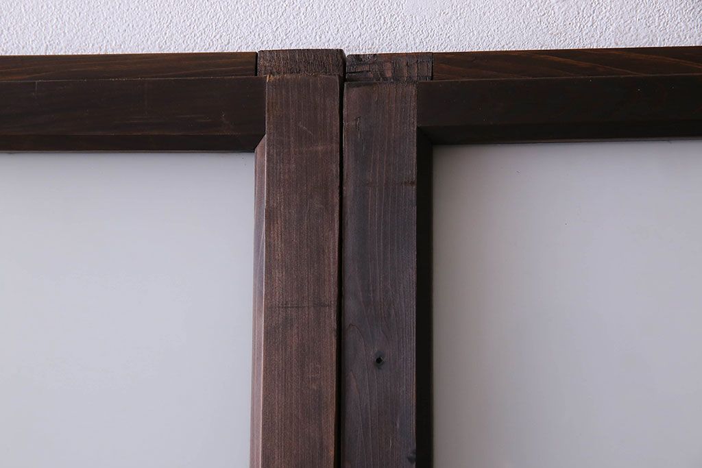 モダンなアンティークガラス戸4枚セット　当時物色ガラス入り