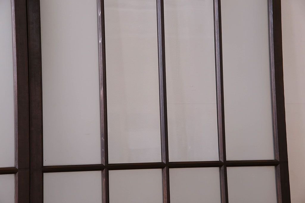 モダンなアンティークガラス戸4枚セット　当時物色ガラス入り