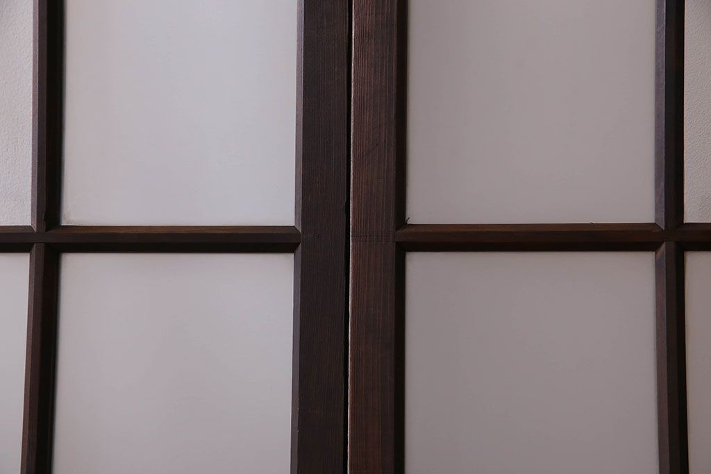 モダンなアンティークガラス戸4枚セット　当時物色ガラス入り