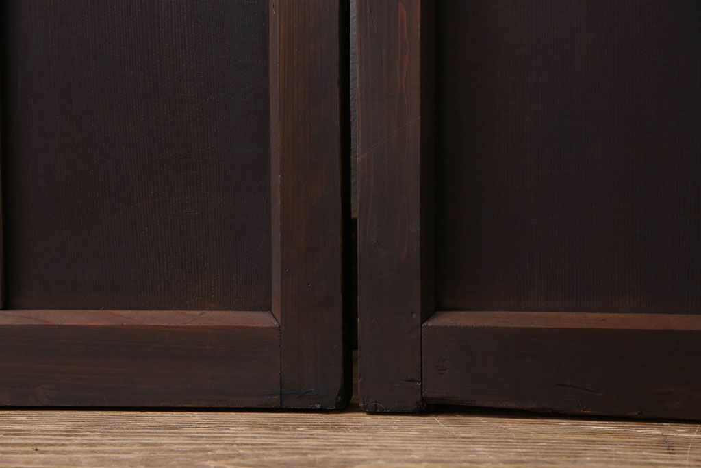 モダンなアンティークガラス戸4枚セット　当時物色ガラス入り