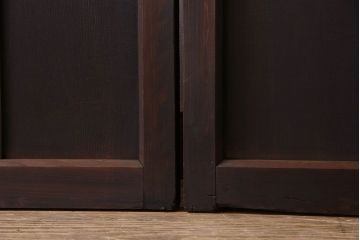 モダンなアンティークガラス戸4枚セット　当時物色ガラス入り