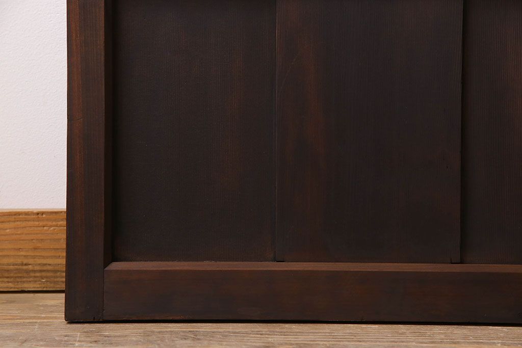 モダンなアンティークガラス戸4枚セット　当時物色ガラス入り